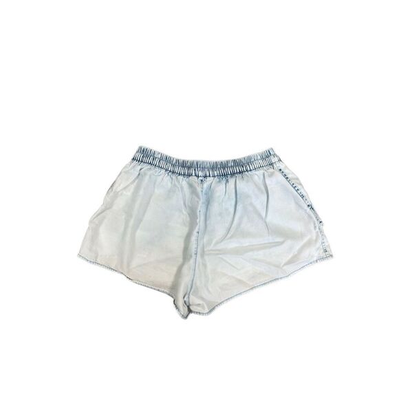 American Eagle Chambrey Blue Sun Washed Jean Shorts Pull on Elastic Waist XS - Picture 2 of 10
